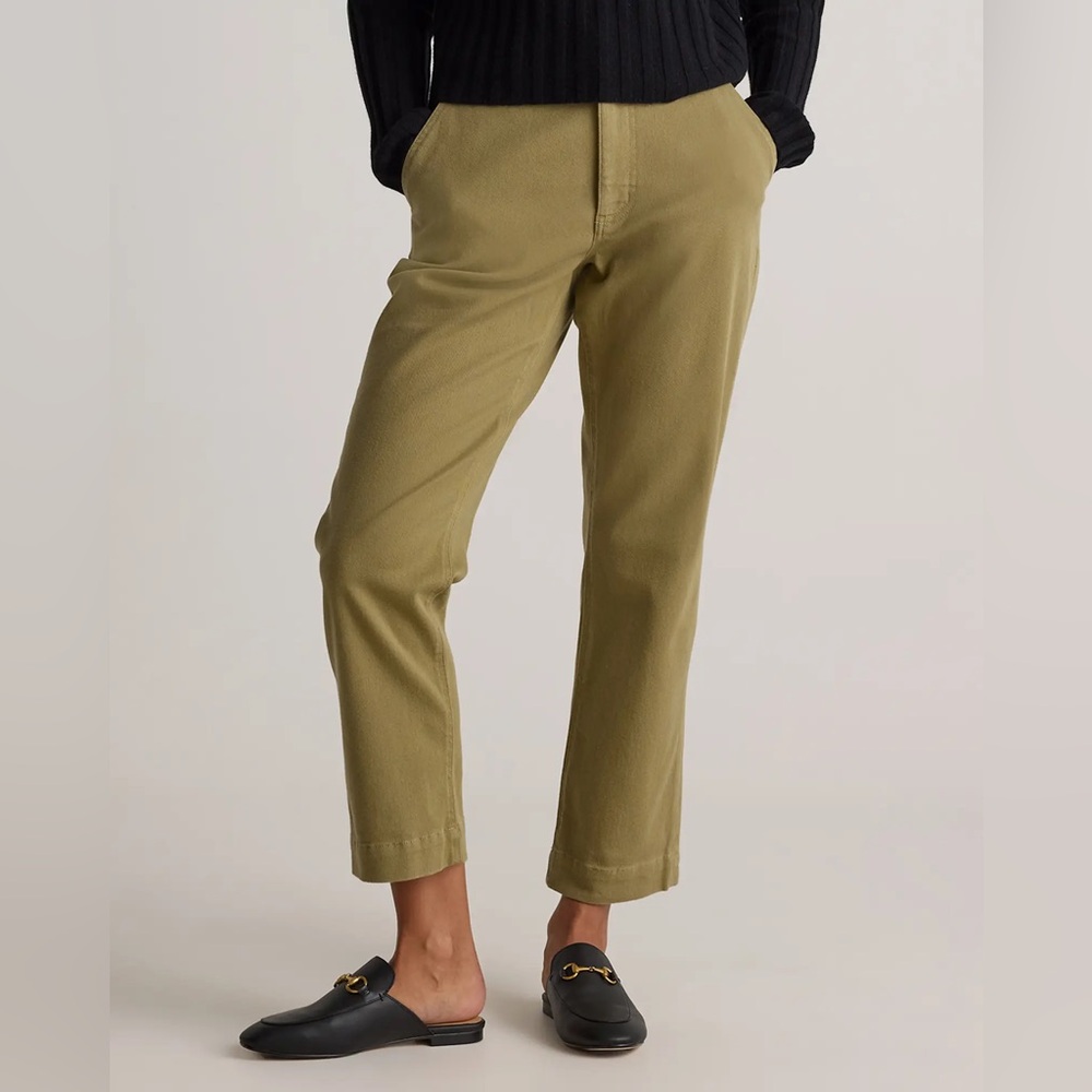 Quince Organic Stretch Cotton Twill Straight Leg Cropped Pants nwt